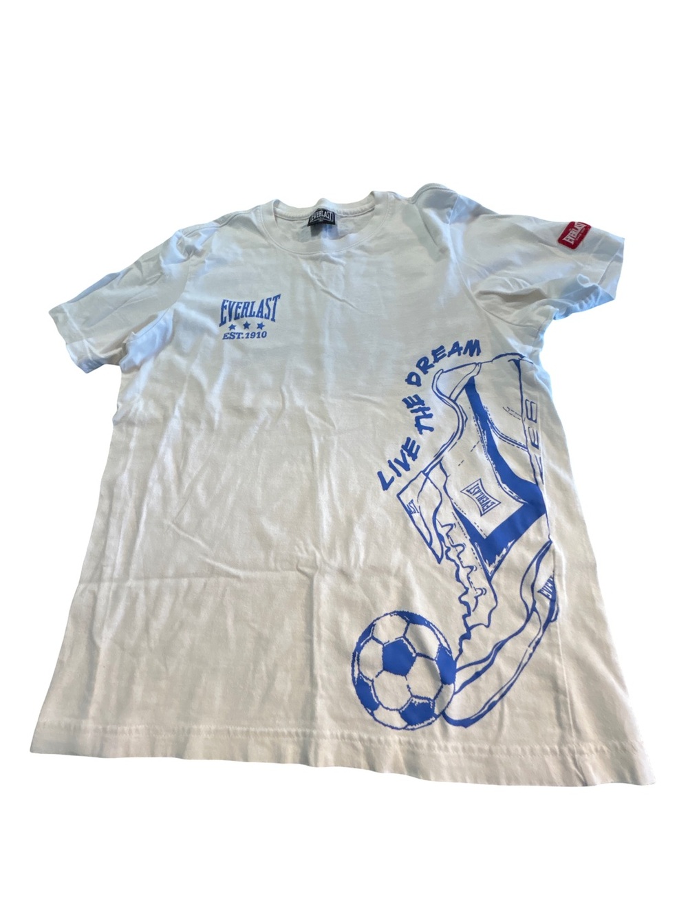 Everlast x SPRIS Korea Live The Dream Soccer Graphic Tee White Blue Size S/M
